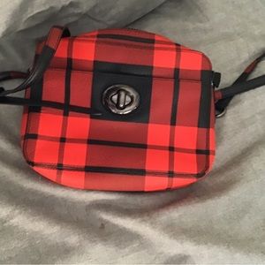Coach “camera” cross-body (buffalo plaid) MINT